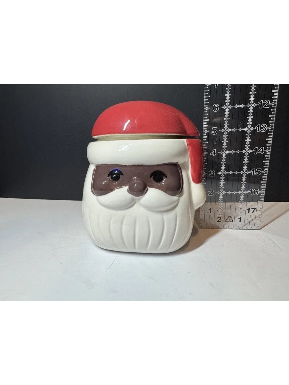 African American Black Santa Cookie Candy Jar Christmas